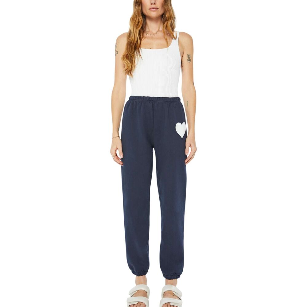 Mother Cozy Navy Heart Logo Sweatpants Size S